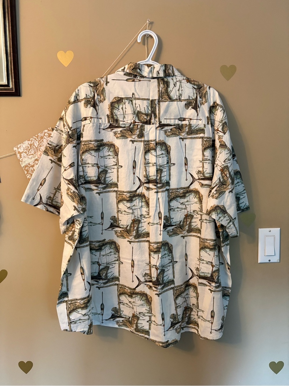 Monte Carlo Men’s Vintage Style Fishing Map Print Short Sleeve Shirt - Picture 12 of 12